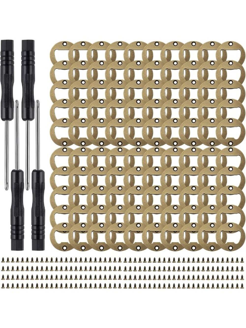 200 DIY Stainless Steel Bottle Opener Kits - Metal Insert Hardware, Bronze